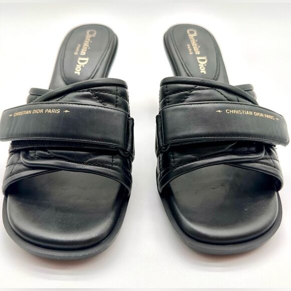 CHRISTIAN DIOR  Quilted Dio(r)evolution 80mm Slide Sandals 37 Black Leather EU37 - Picture 5 of 11